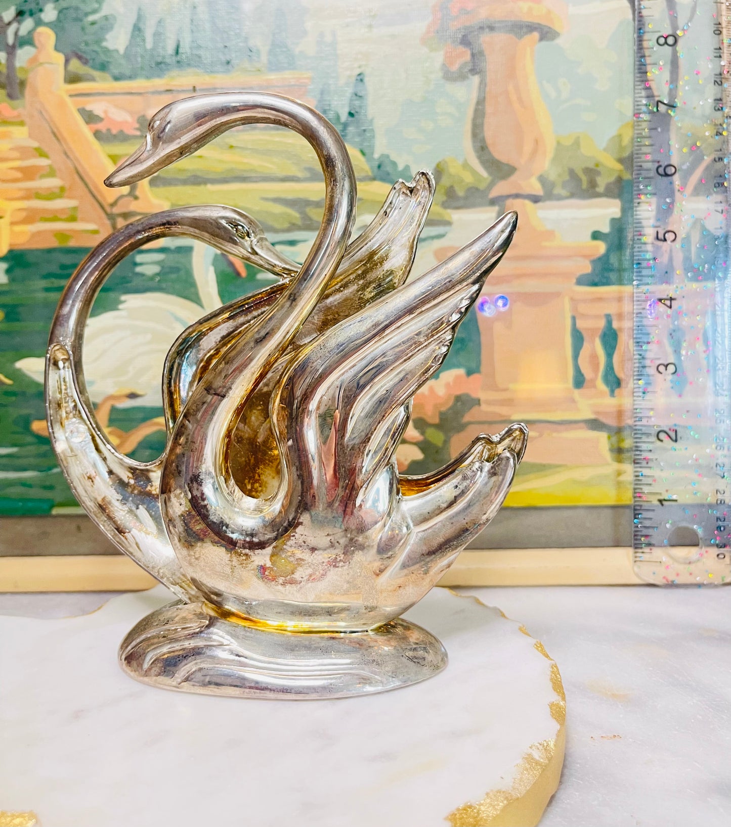 Vintage Swan napkin/ paper holder, Silver