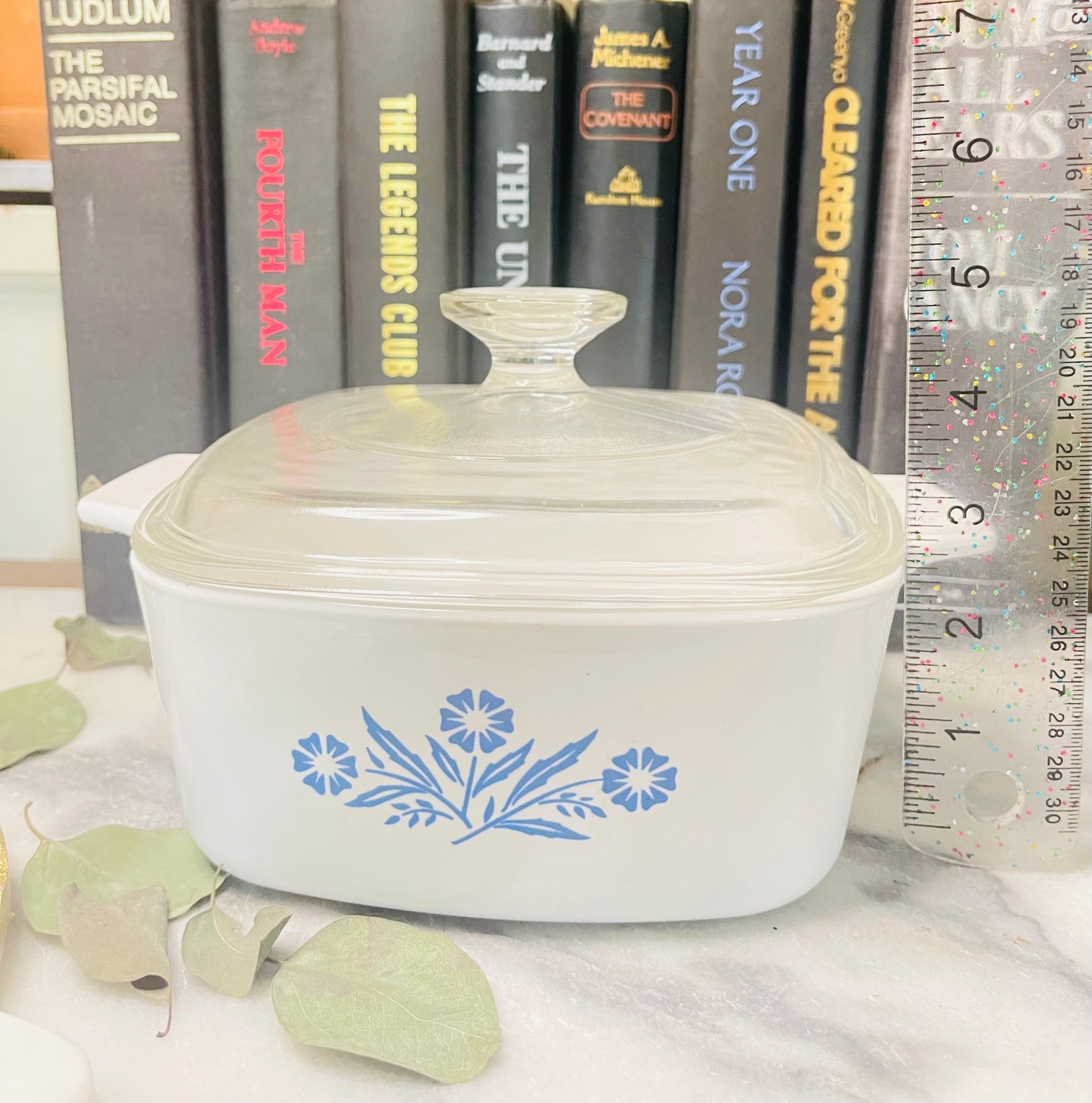 CorningWare A-1 1/2-B Blue Corn Flower Casserole Baking Dish w/Pyrex Lid