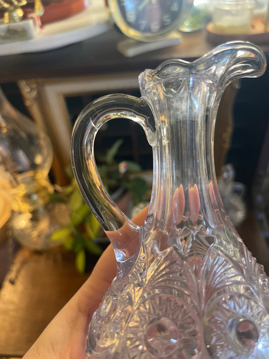 Vintage Pressed Crystal Syrup Cruet (No Stopper)