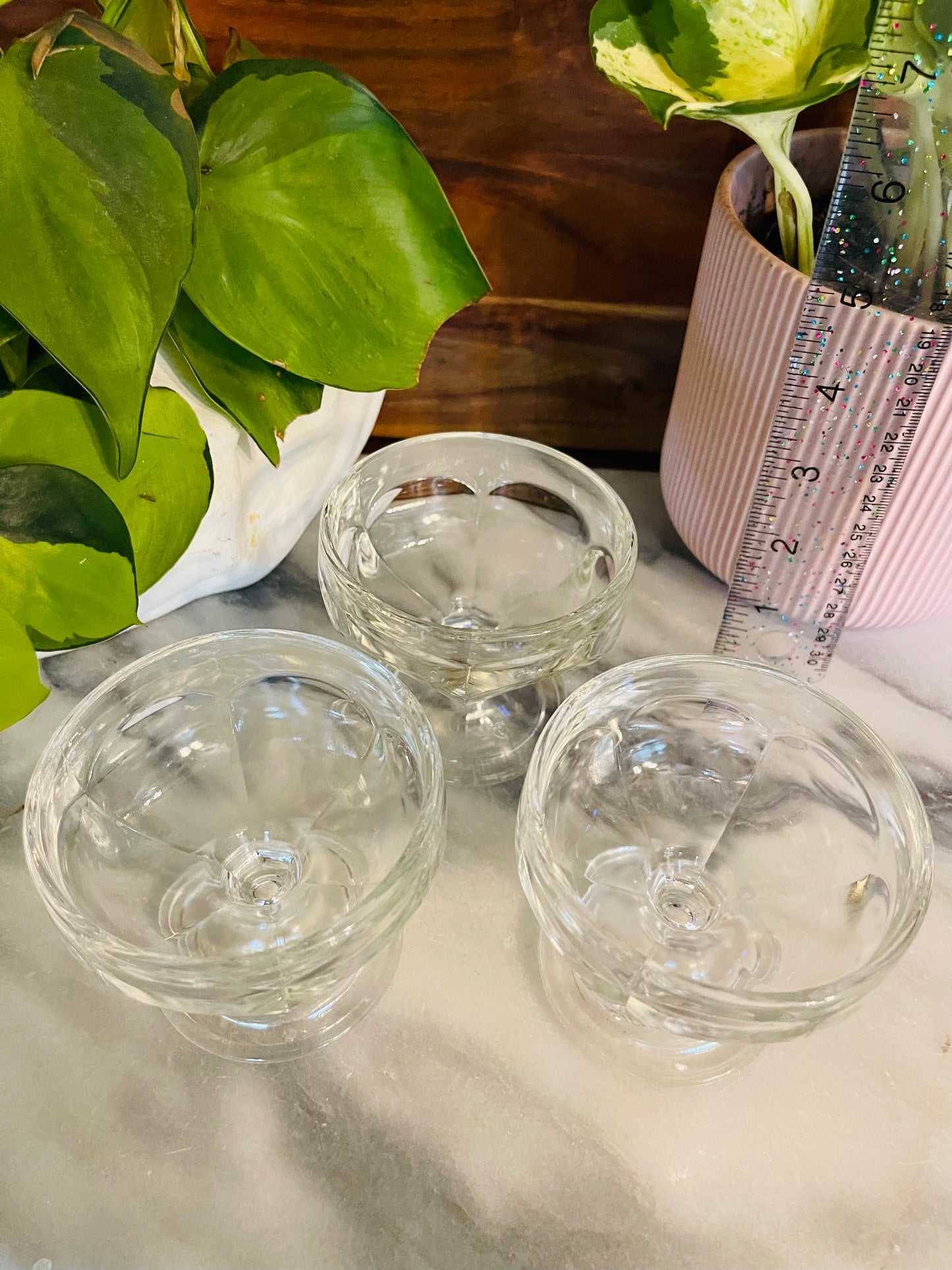 Vintage Federal Glass Footed, Pedista Ice Cream Dish ( set of 3 )  - Vintage Treasures1955