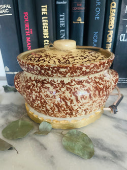 Brown and tan pottery with lid