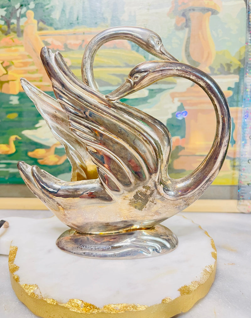 Vintage Swan napkin/ paper holder, Silver