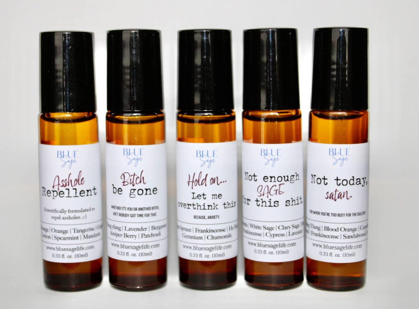 Bulk Essential Oil Rollers with Retail Display | Wholesale: 5 Column - Funnies