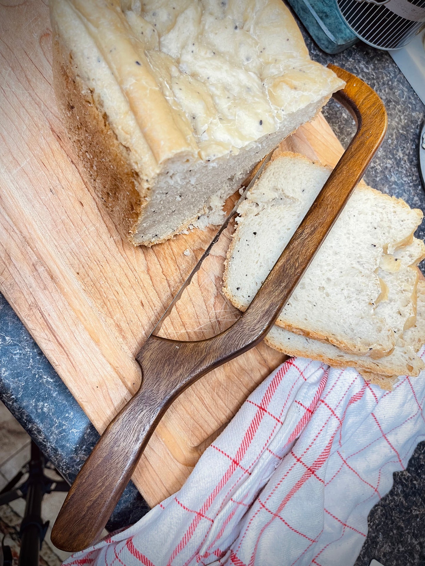 The Artisan's Blade: Dark Wood Bread Knife