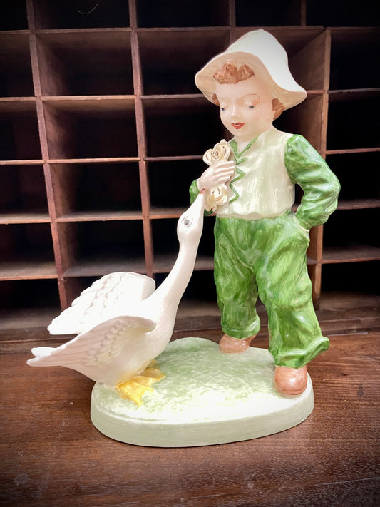 Dutch Boy with Geese Figurine - Holland Mold Vintage 1970’s