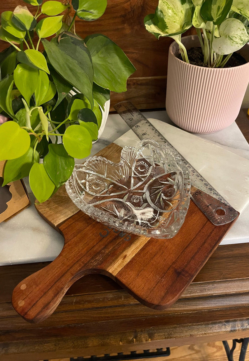 Vintage crystal heart candy dish - Vintage Treasures1955