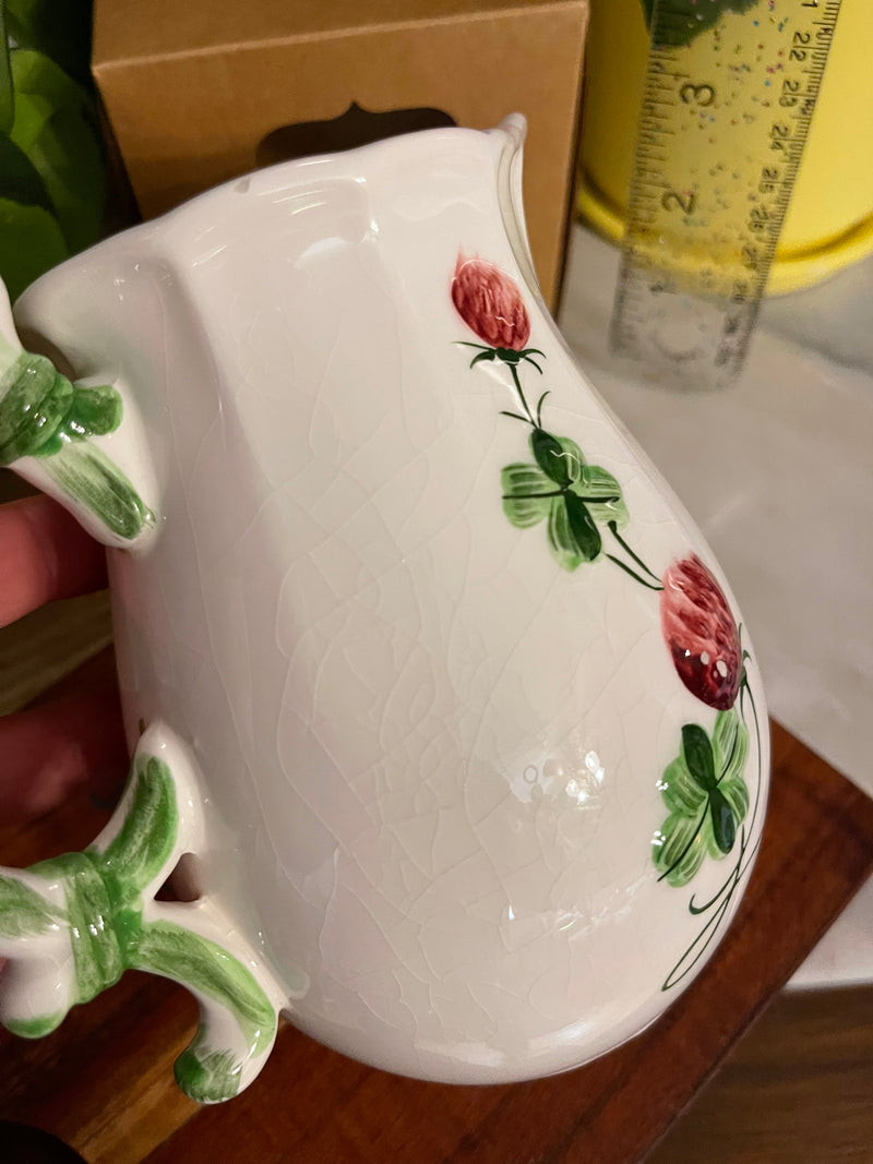 Vintage Lefton China Pink Clover Green Shamrocks Medium size pitcher. Has wear on it !!! - Vintage Treasures1955