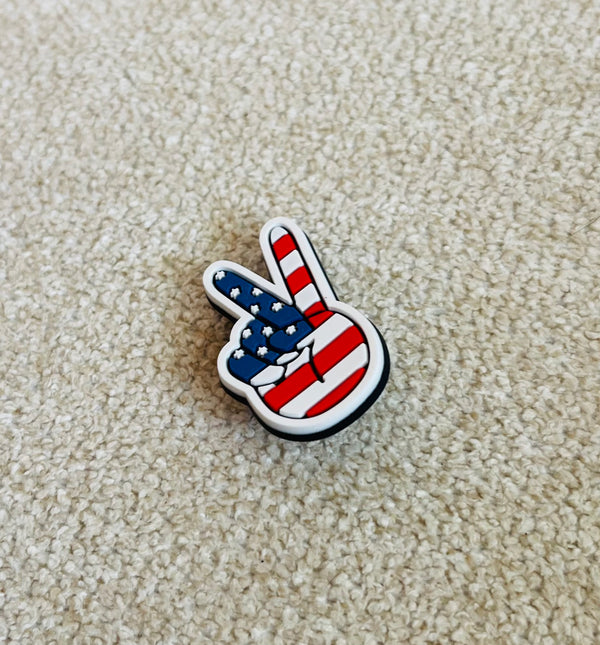 American flag peace, sign charm for crocs