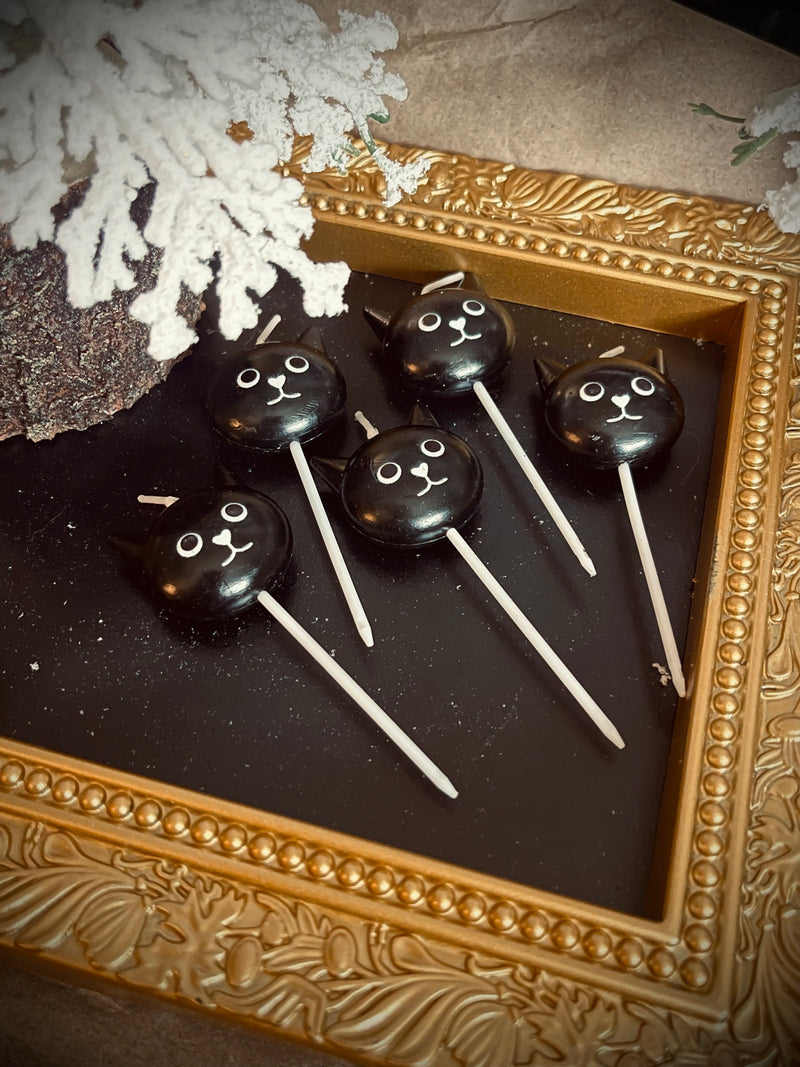 Charming Black Cat Birthday Candle Set of Five