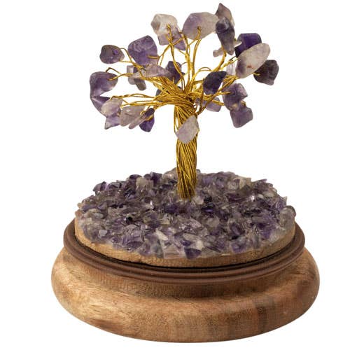 GEMSTONE TREES IN A GLASS DOME: AMETHYST