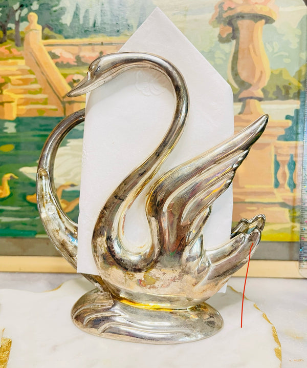 Vintage Swan napkin/ paper holder, Silver