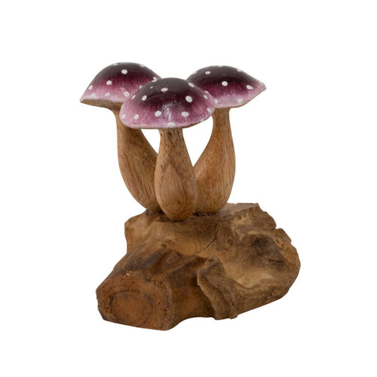 PURPLE 3 MUSHROOMS WOOD BASE