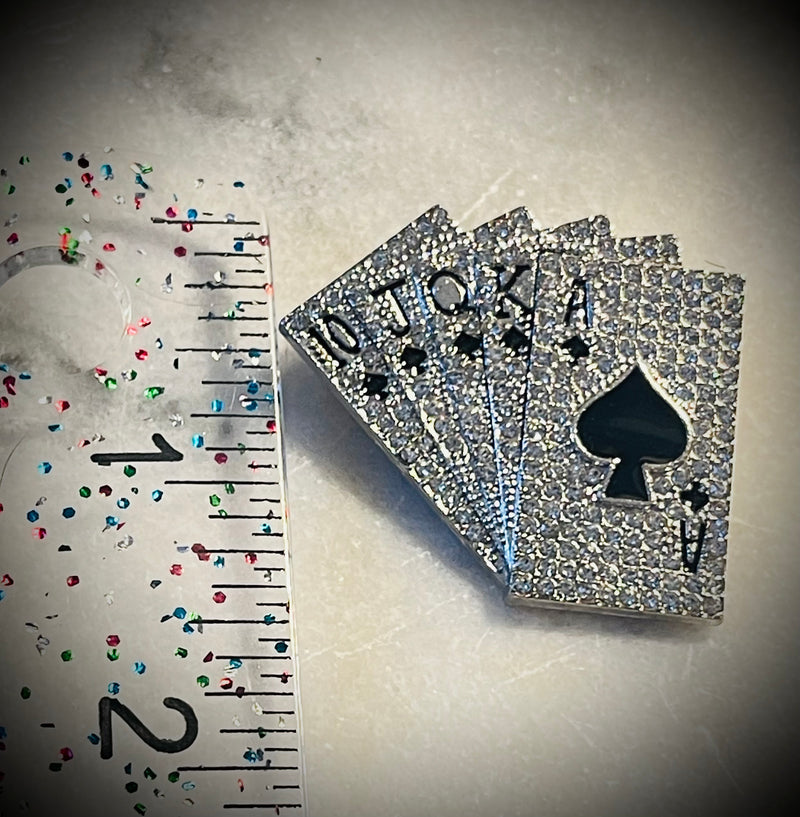 All That Glitters is Royal: Rhinestone Royal Flush Pin