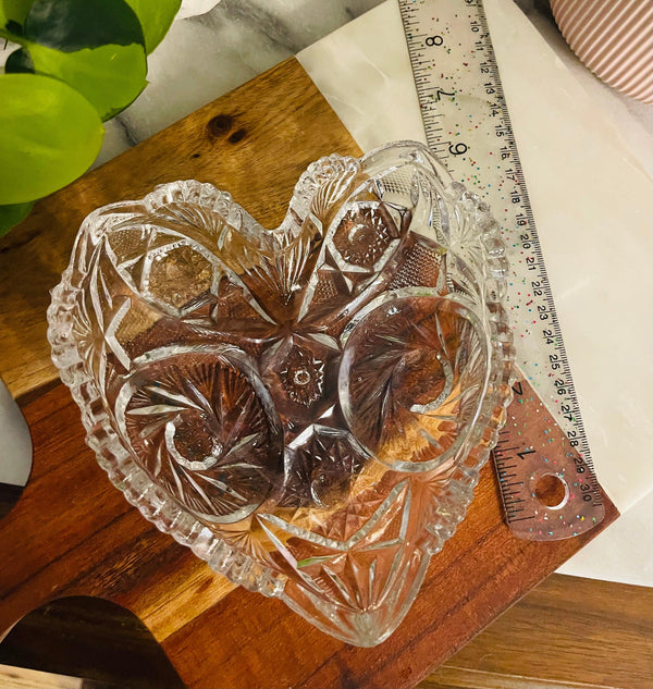 Vintage crystal heart candy dish - Vintage Treasures1955