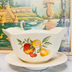 Teleflora vase, gravy, boat, light, beige apple pair large