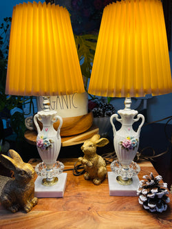 Vintage porcelain lamps with marble base - Vintage Treasures1955