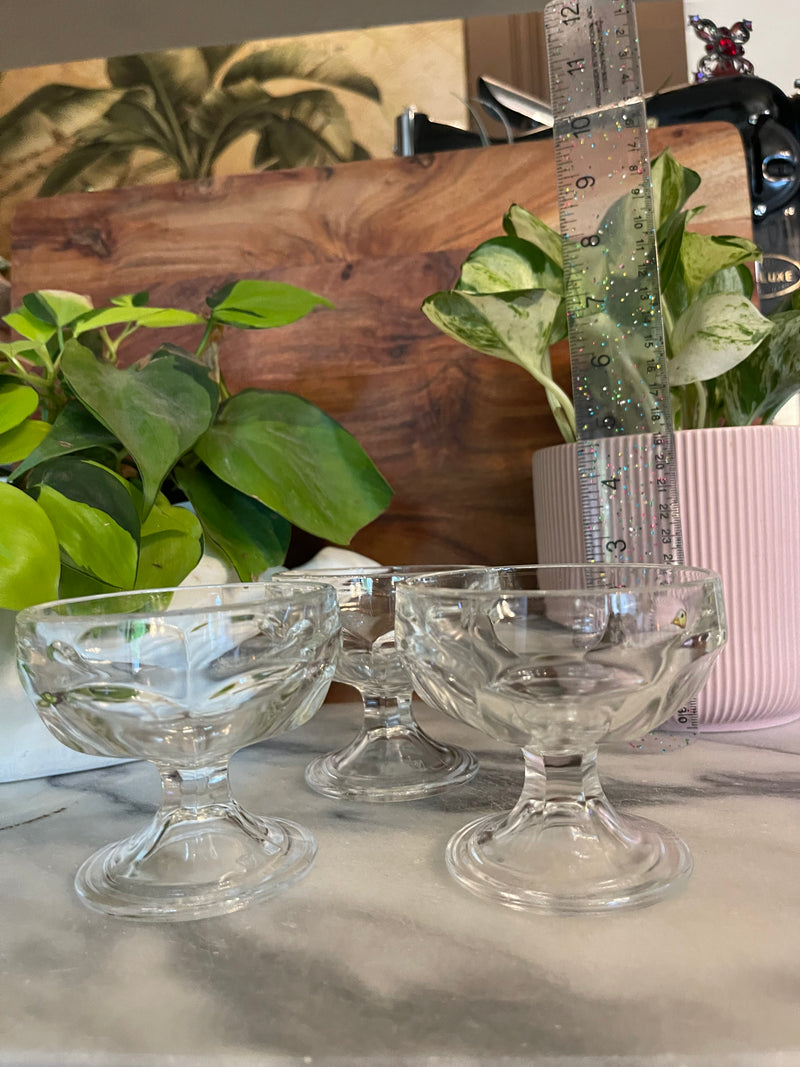 Vintage Federal Glass Footed, Pedista Ice Cream Dish ( set of 3 ) ￼ - Vintage Treasures1955