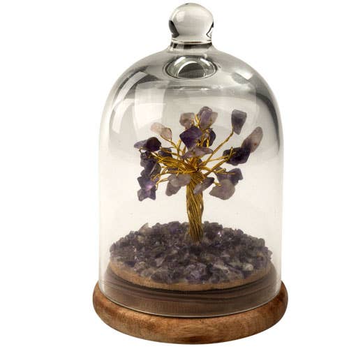 GEMSTONE TREES IN A GLASS DOME: AMETHYST