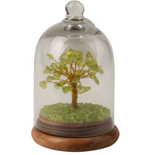 GEMSTONE TREES IN A GLASS DOME: GARNET