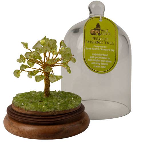 GEMSTONE TREES IN A GLASS DOME: GARNET