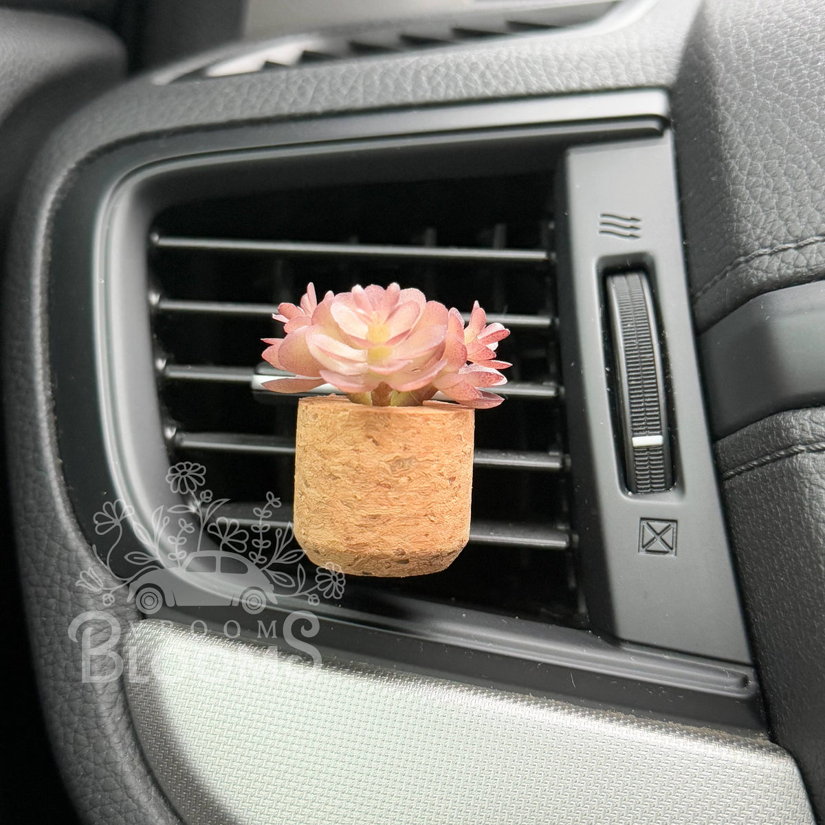 Mauve Succulent Vent Clip Car Air Freshener (Reusable): Pink Sugar Crystals